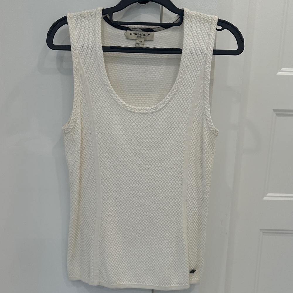Burberry Cream Textured Sleeveless Tank Top